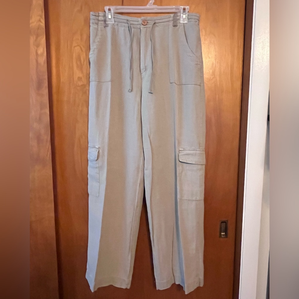 Sincerely Jules Linen Blend Tan Cargo Pants